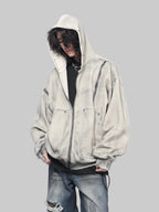 WHY SOIL Washed Rivet Utility Zip Hoodie
