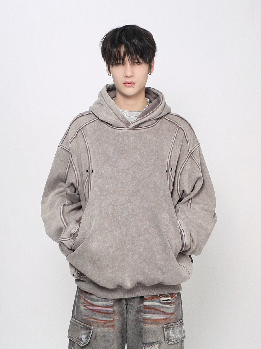 WHY SOIL Washed Streetwear Oversized Hoodie