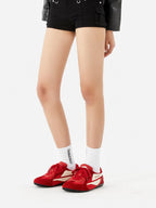 Whysoil Unisex Red Retro Suede Trainer Shoes