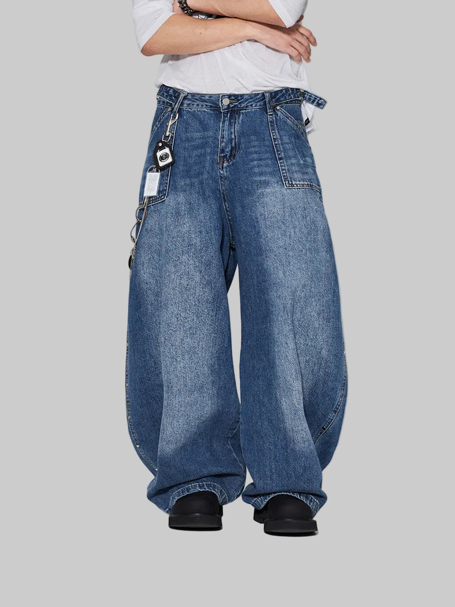 WHY SOIL Loose Fit Denim Wide-Leg Pants
