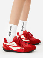 Whysoil Unisex Red Retro Suede Trainer Shoes
