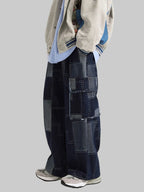 WHY SOIL Patchwork Wide-Leg Denim Pants