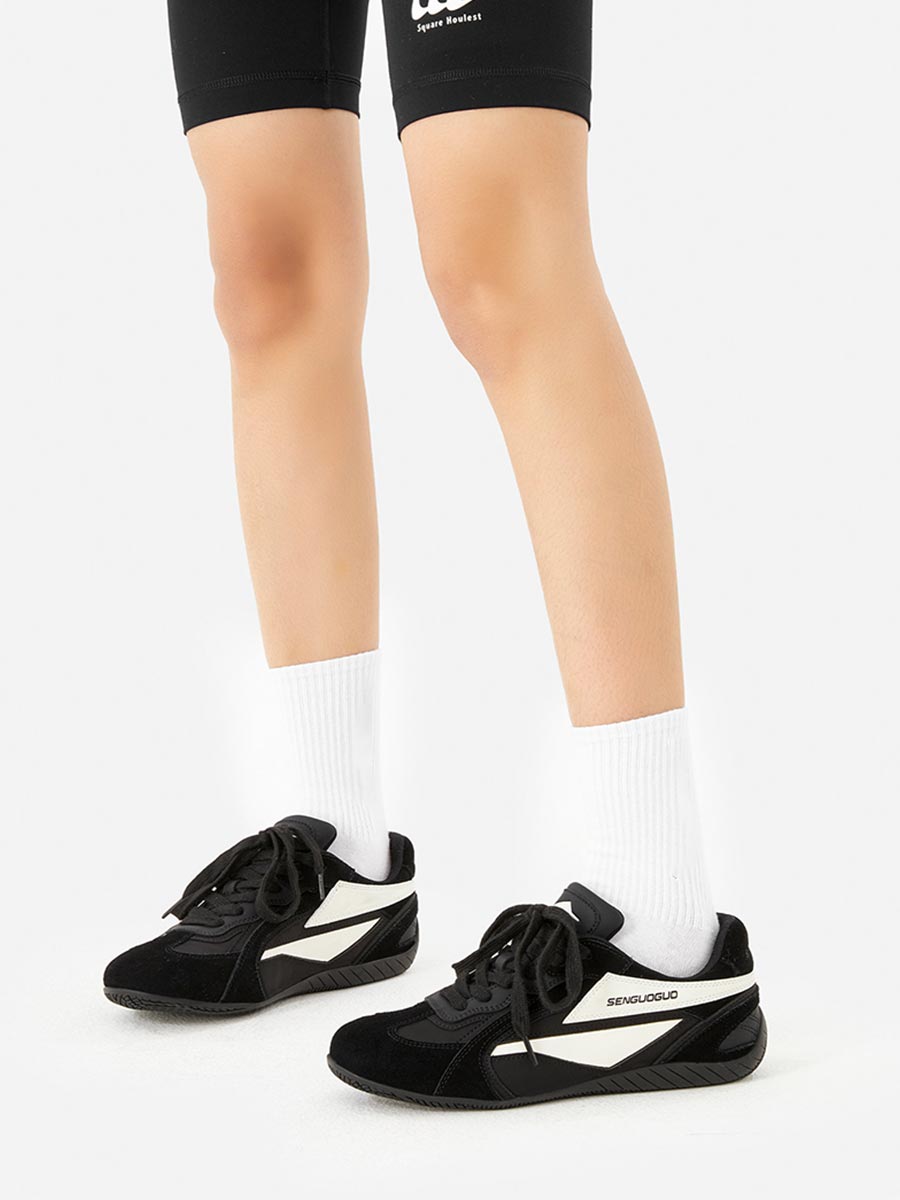 Whysoil Unisex Black Retro Suede Trainer Shoes