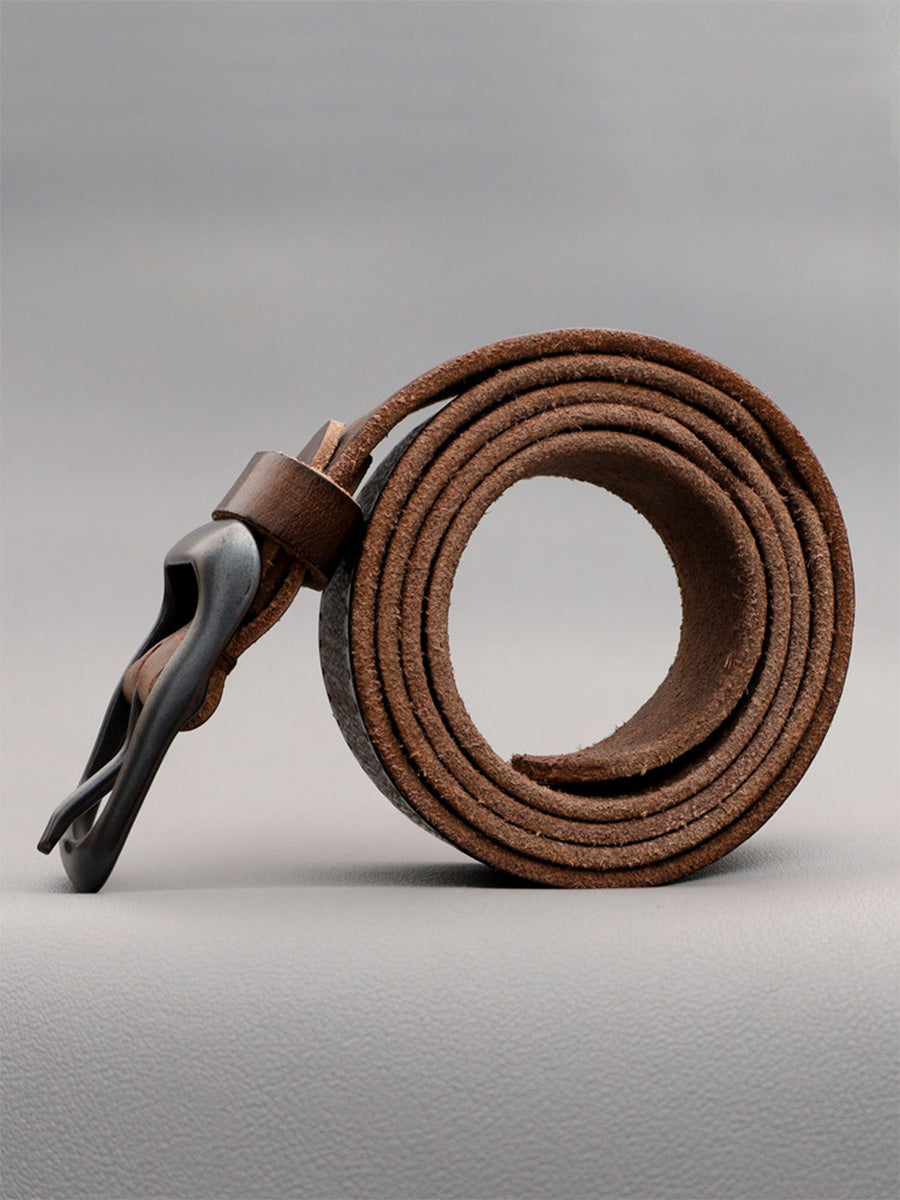 Vintage Muted Tone Distressed Leather Belt, Textured Full‑Grain Earthy Tone | WHYSOIL