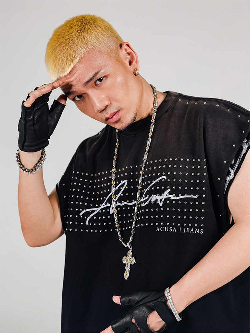 WHY SOIL Studded Signature Sleeveless Tee