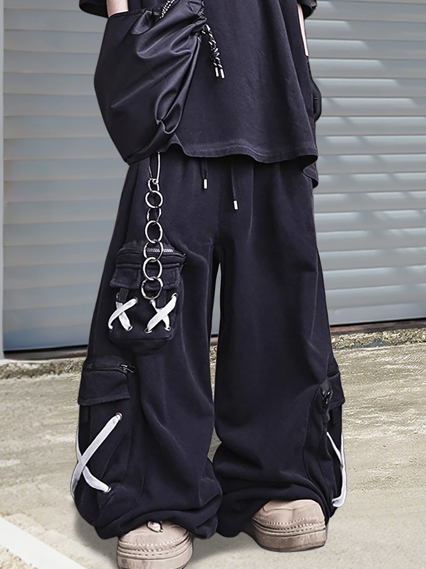 WHY SOIL Lace-Up Utility Cargo Sweatpants