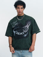 Whysoil-Break The Silence DJ Turntable Vintage Photo Print Black T-Shirt