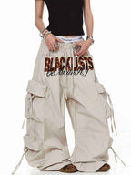 Whysoil Unisex Leopard Print Letter Cargo Pants