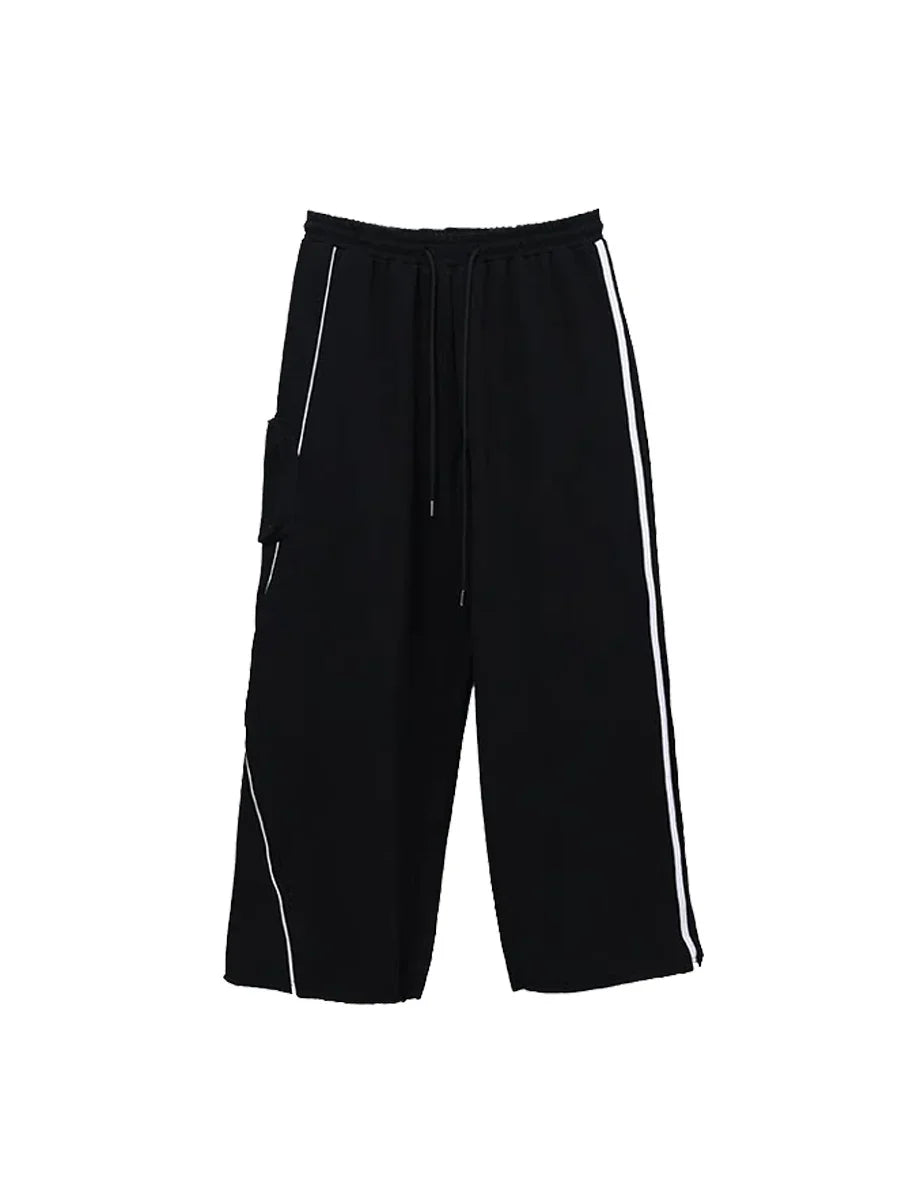 WHY SOIL Wide-leg Casual Striped Pants