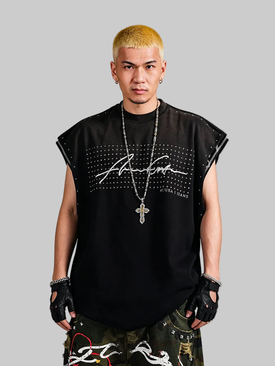 WHY SOIL Studded Signature Sleeveless Tee