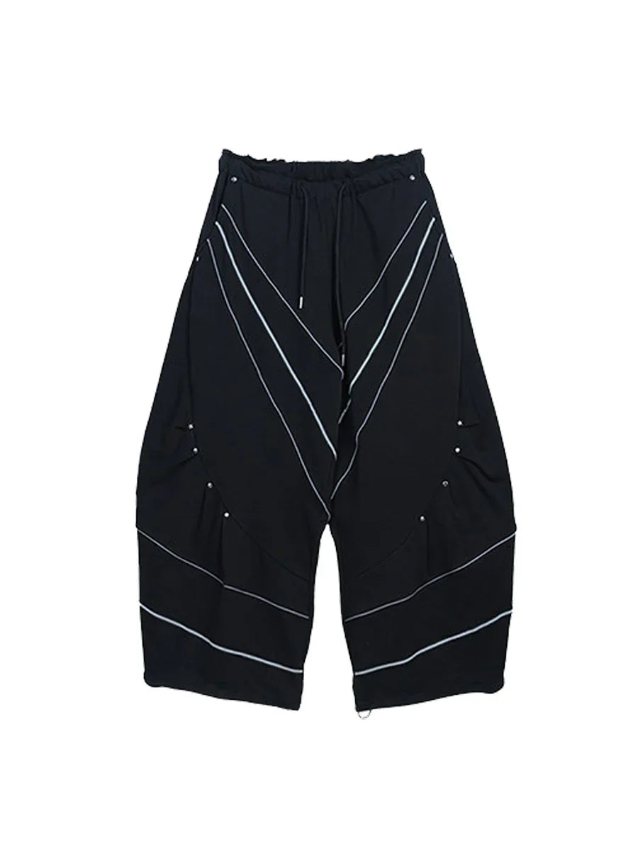 WHY SOIL Casual Wide-Leg Striped Track Pants