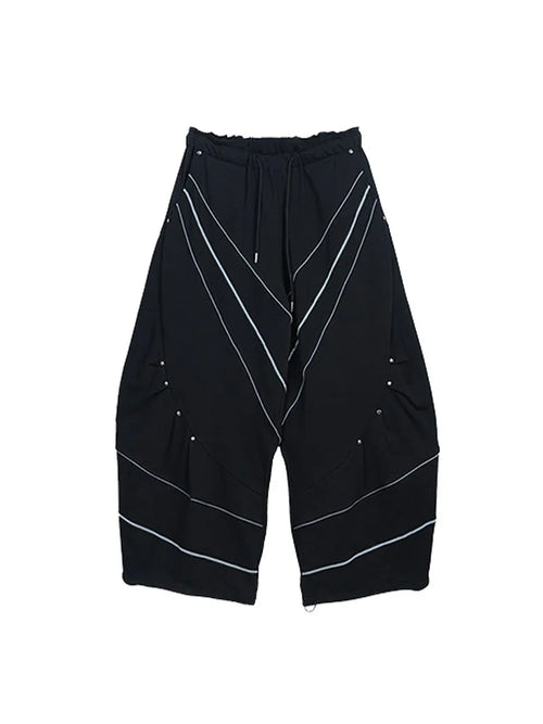 WHY SOIL Casual Wide-Leg Striped Track Pants