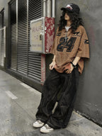 WHY SOIL Distressed Vintage American Street Short Sleeve Top