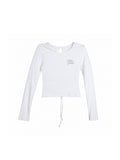 WHY SOIL Halo Keyhole Drawstring Long Sleeve Top