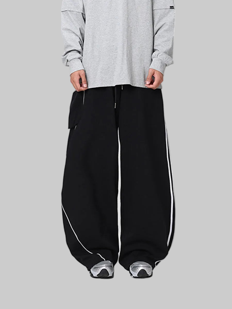 WHY SOIL Wide-leg Casual Striped Pants
