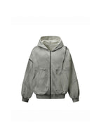 WHY SOIL Washed Rivet Utility Zip Hoodie
