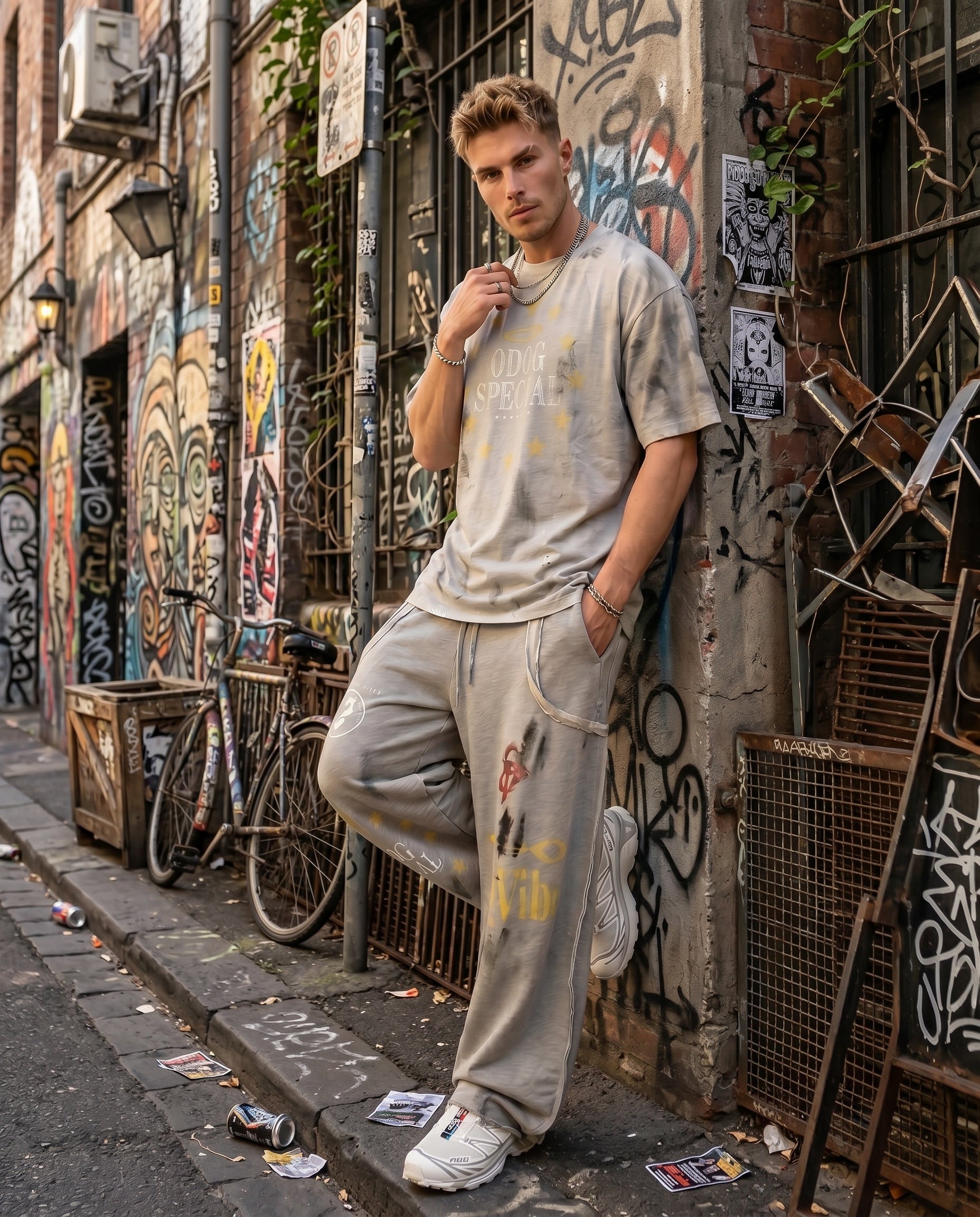 WHY SOIL Grunge Distressed Loose Fit Casual Tee