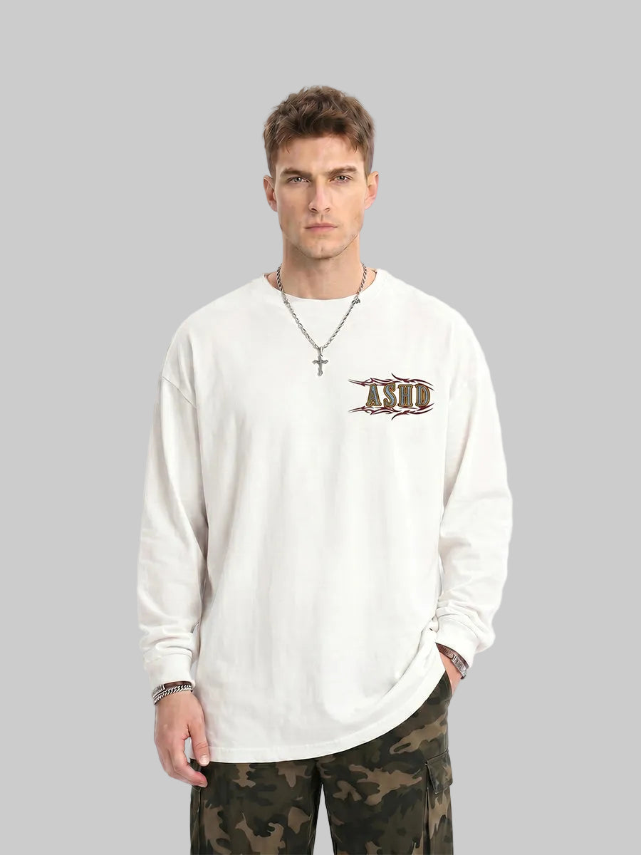 WHYSOIL Heavy Metal Graphic Oversized Long Sleeve Tee