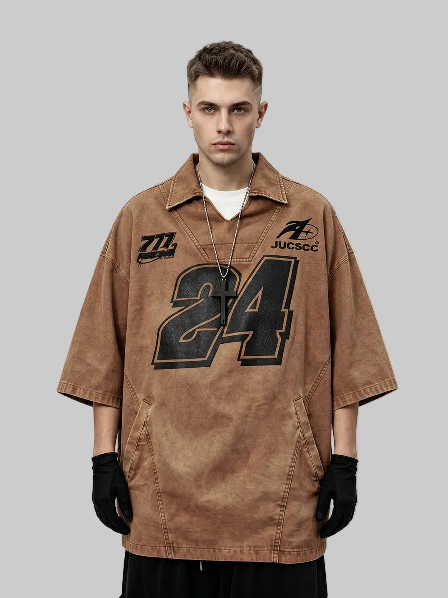 WHY SOIL Distressed Vintage American Street Short Sleeve Top