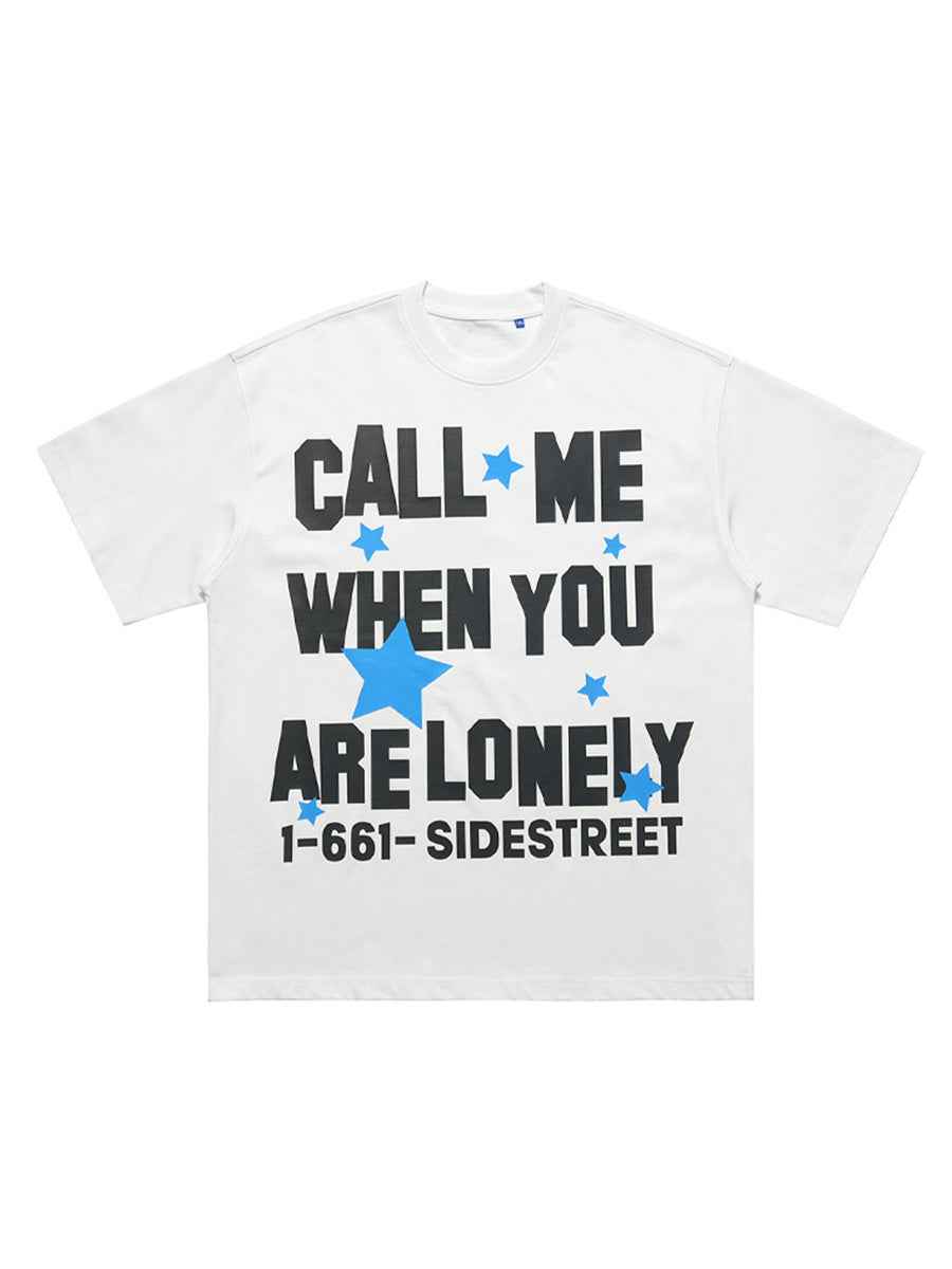 Whysoil-Letter Print Oversized T-Shirt