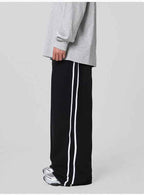 WHY SOIL Wide-leg Casual Striped Pants