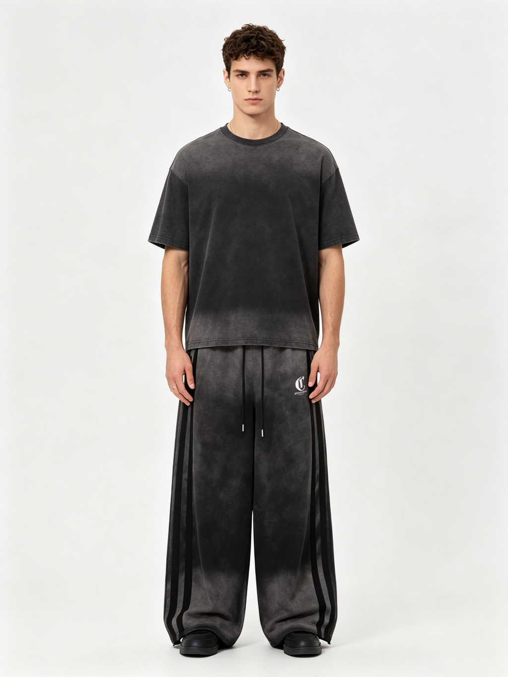 WHY SOIL Black Gradient Casual Pants