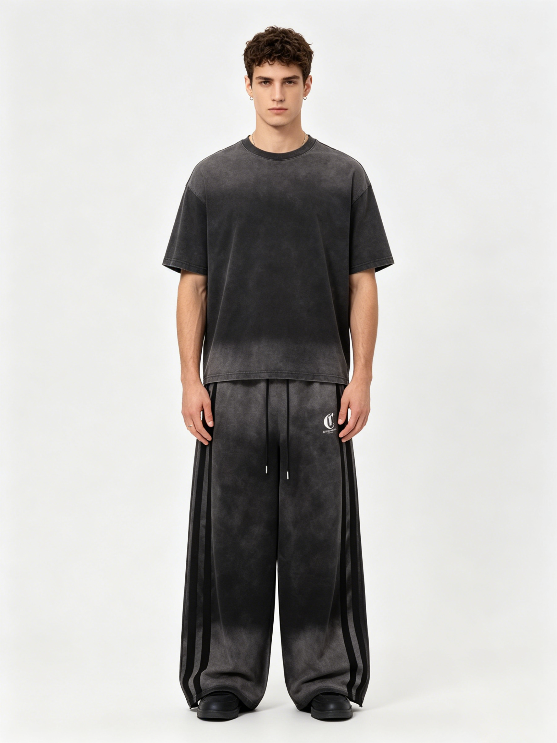 WHY SOIL Black Gradient Casual Pants