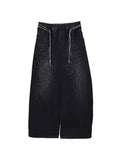 WHY SOIL Black Galaxy Rhinestone Wide Leg Denim Pants