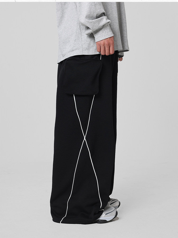 WHY SOIL Wide-leg Casual Striped Pants