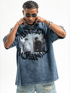 Whysoil-Vintage Graffiti Letter Acid Washed Oversized T-Shirt