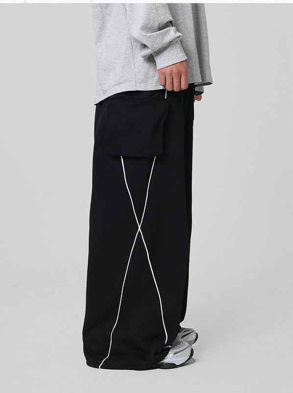 WHY SOIL Wide-leg Casual Striped Pants