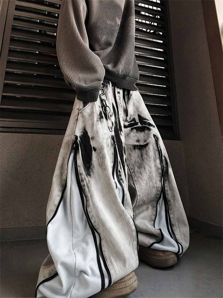 Pantalon large unisexe contrastant tie-dye Whysoil