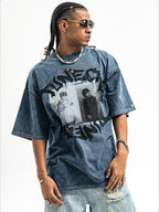 Whysoil-Vintage Graffiti Letter Acid Washed Oversized T-Shirt