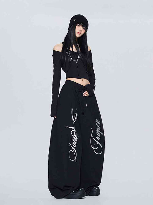 WHY SOIL Blacke Phantom Script Balloon Pants