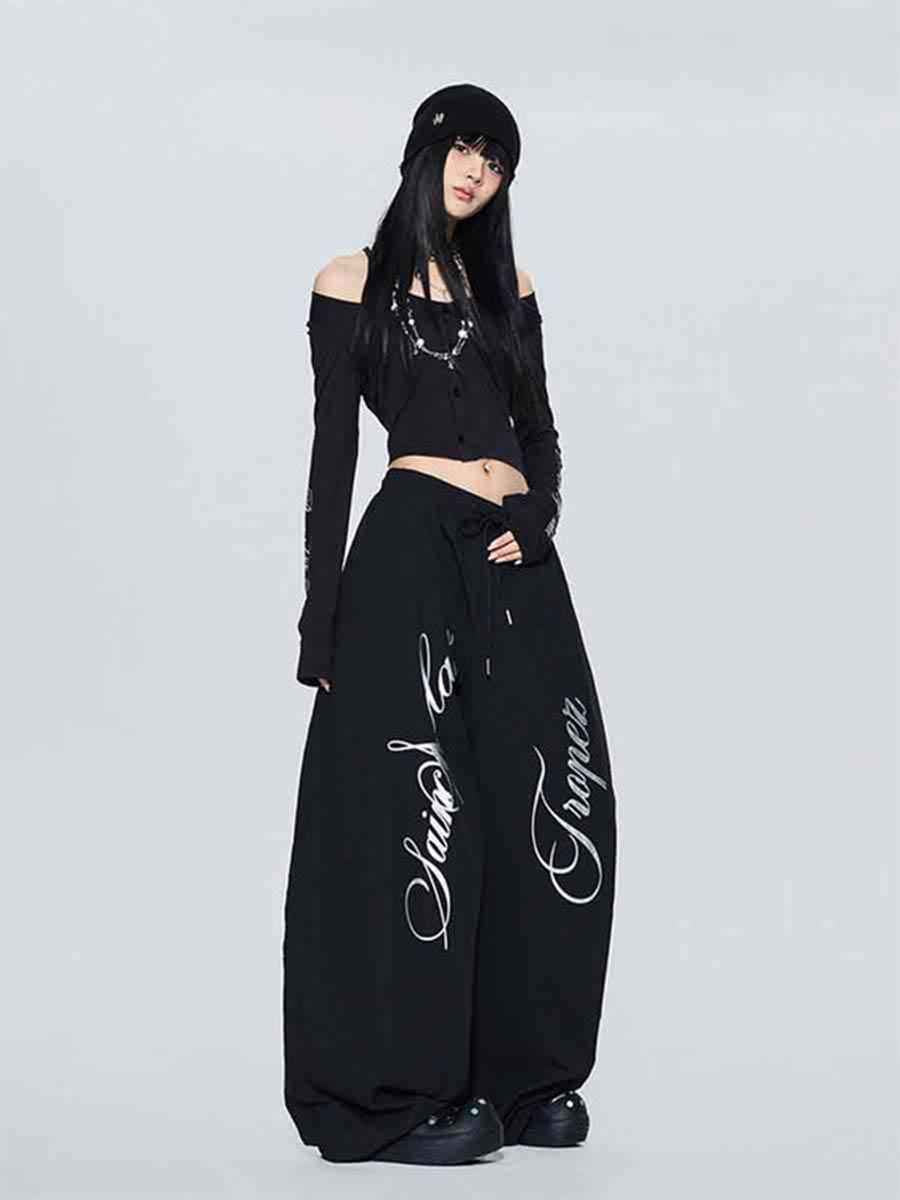 WHY SOIL Blacke Phantom Script Balloon Pants