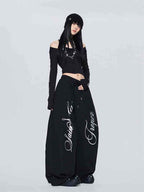 WHY SOIL Blacke Phantom Script Balloon Pants