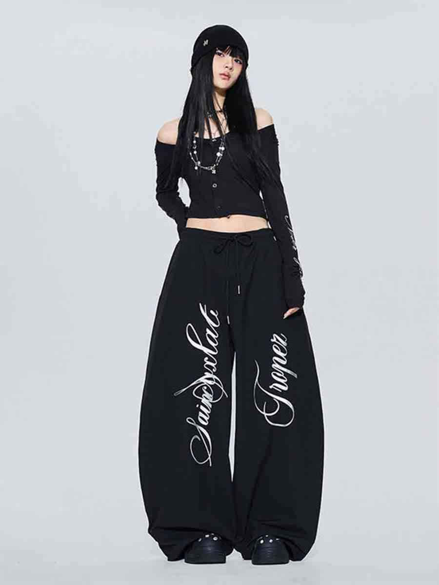 WHY SOIL Blacke Phantom Script Balloon Pants
