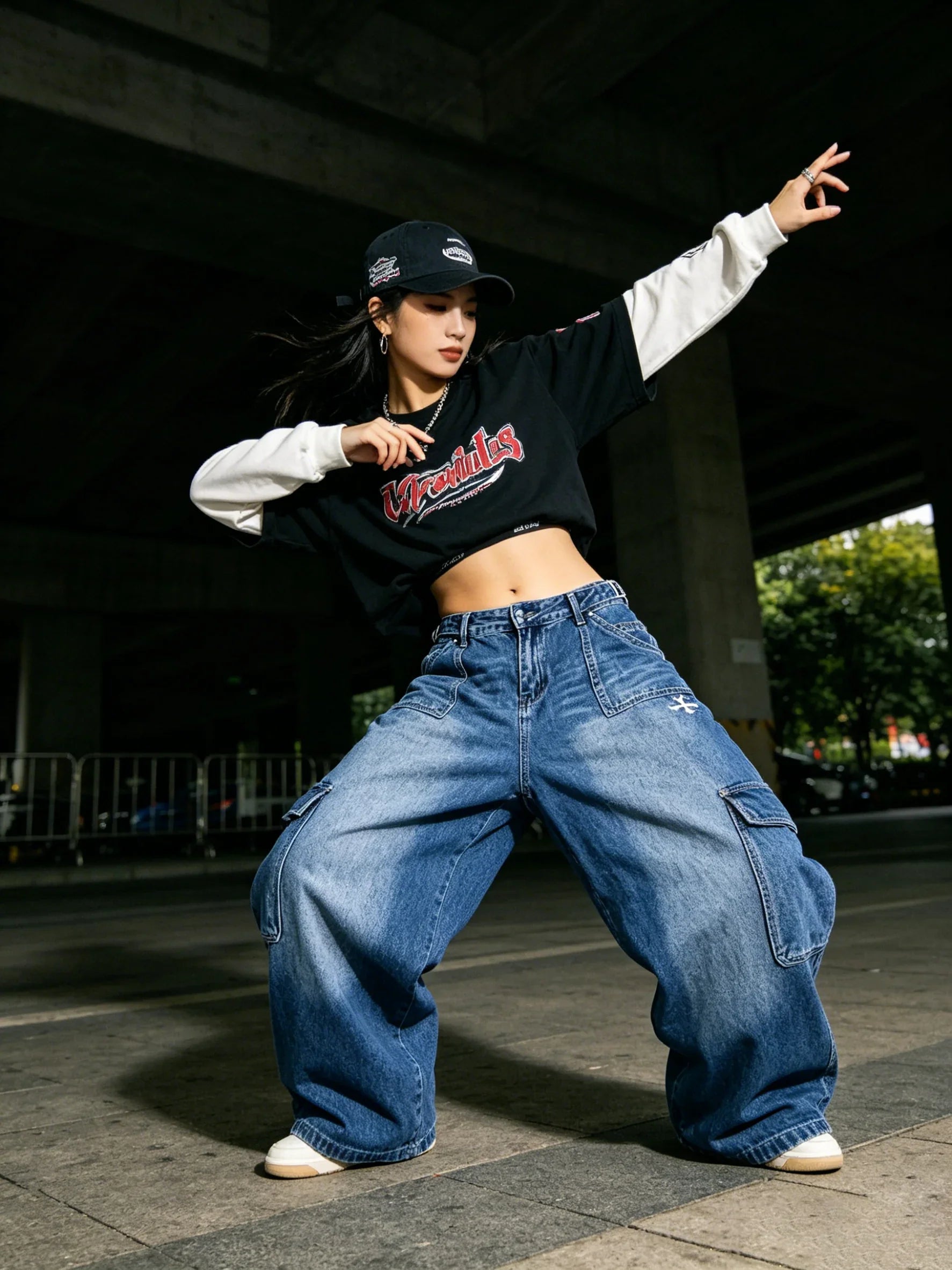 WHY SOIL Loose Fit Denim Wide-Leg Pants