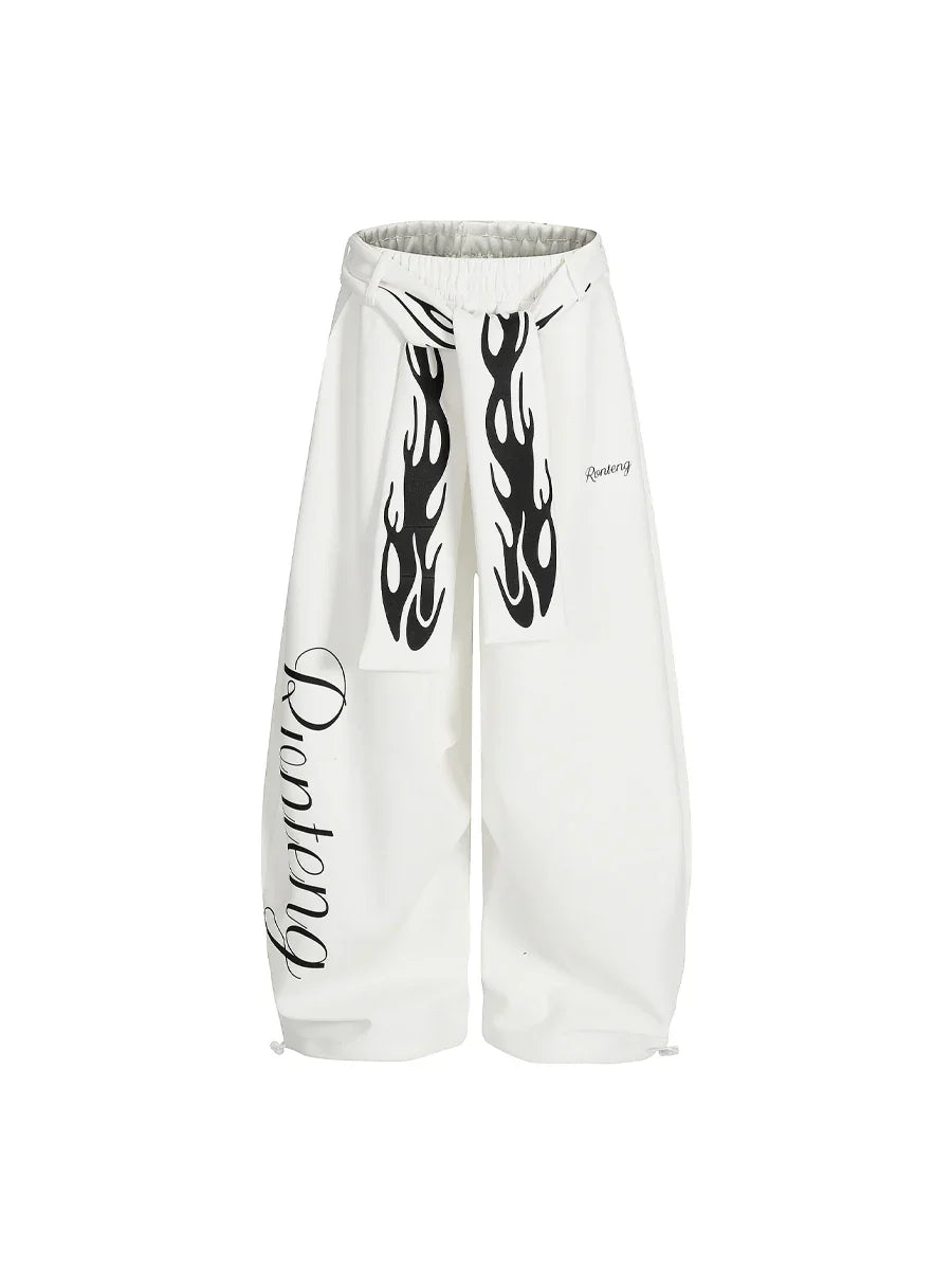 WHY SOIL American Flame Wide-Leg Cargo Pants
