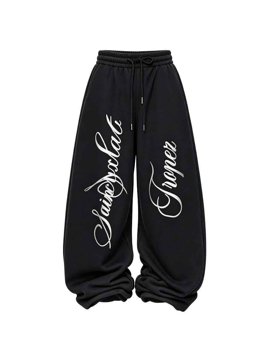 WHY SOIL Blacke Phantom Script Balloon Pants