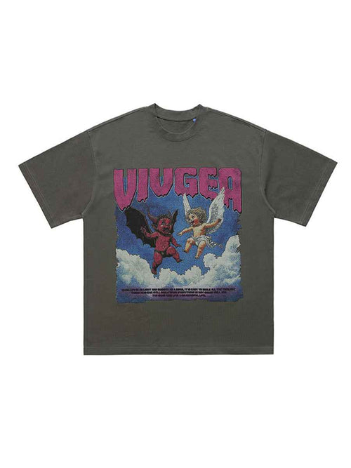Whysoil-Vintage Cloud Print T-Shirt