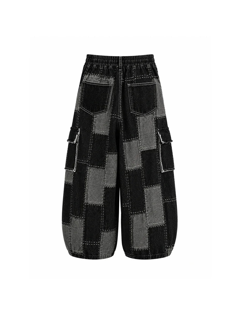 WHY SOIL Patchwork Wide-Leg Denim Pants