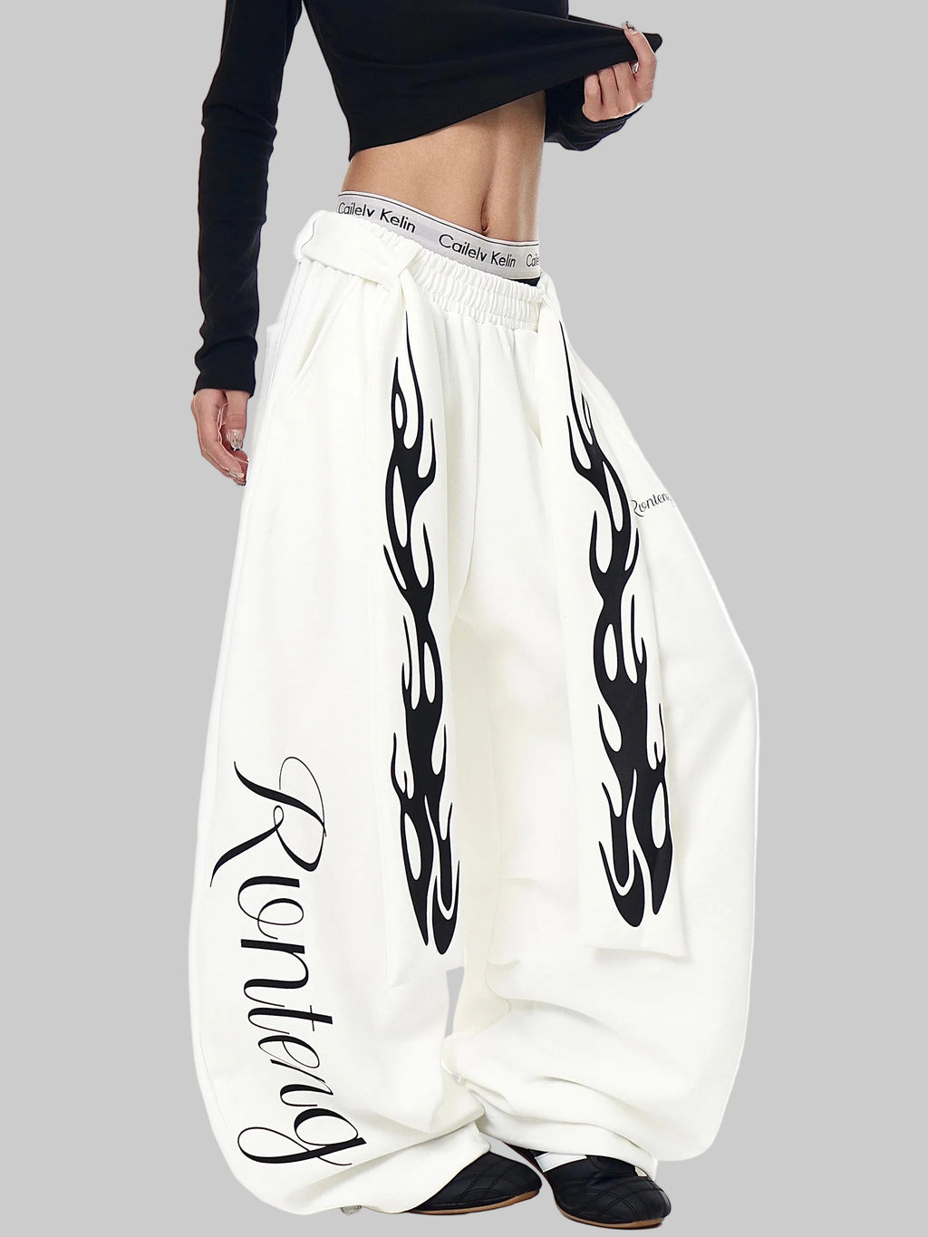WHY SOIL American Flame Wide-Leg Cargo Pants