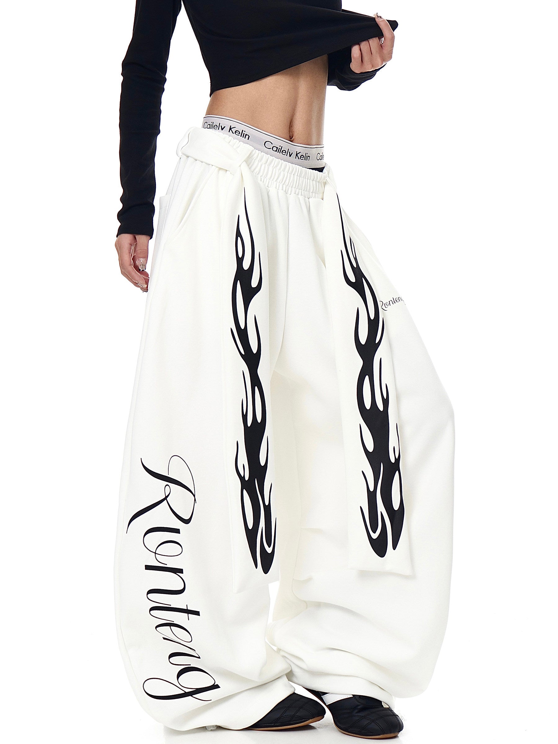 WHY SOIL American Flame Wide-Leg Cargo Pants