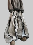 Whysoil Unisex Tie-Dye Contrast Wide-Leg Pants