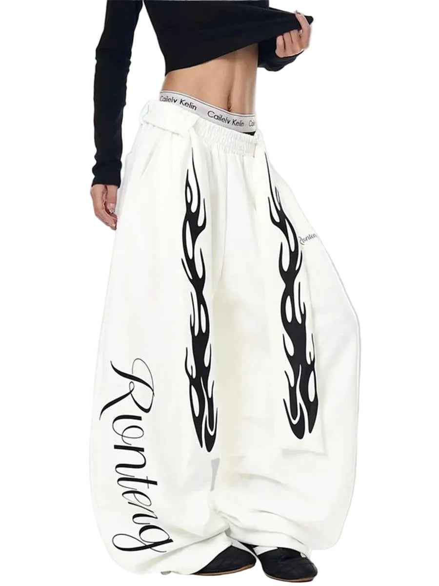 WHY SOIL American Flame Wide-Leg Cargo Pants