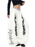 WHY SOIL American Flame Wide-Leg Cargo Pants