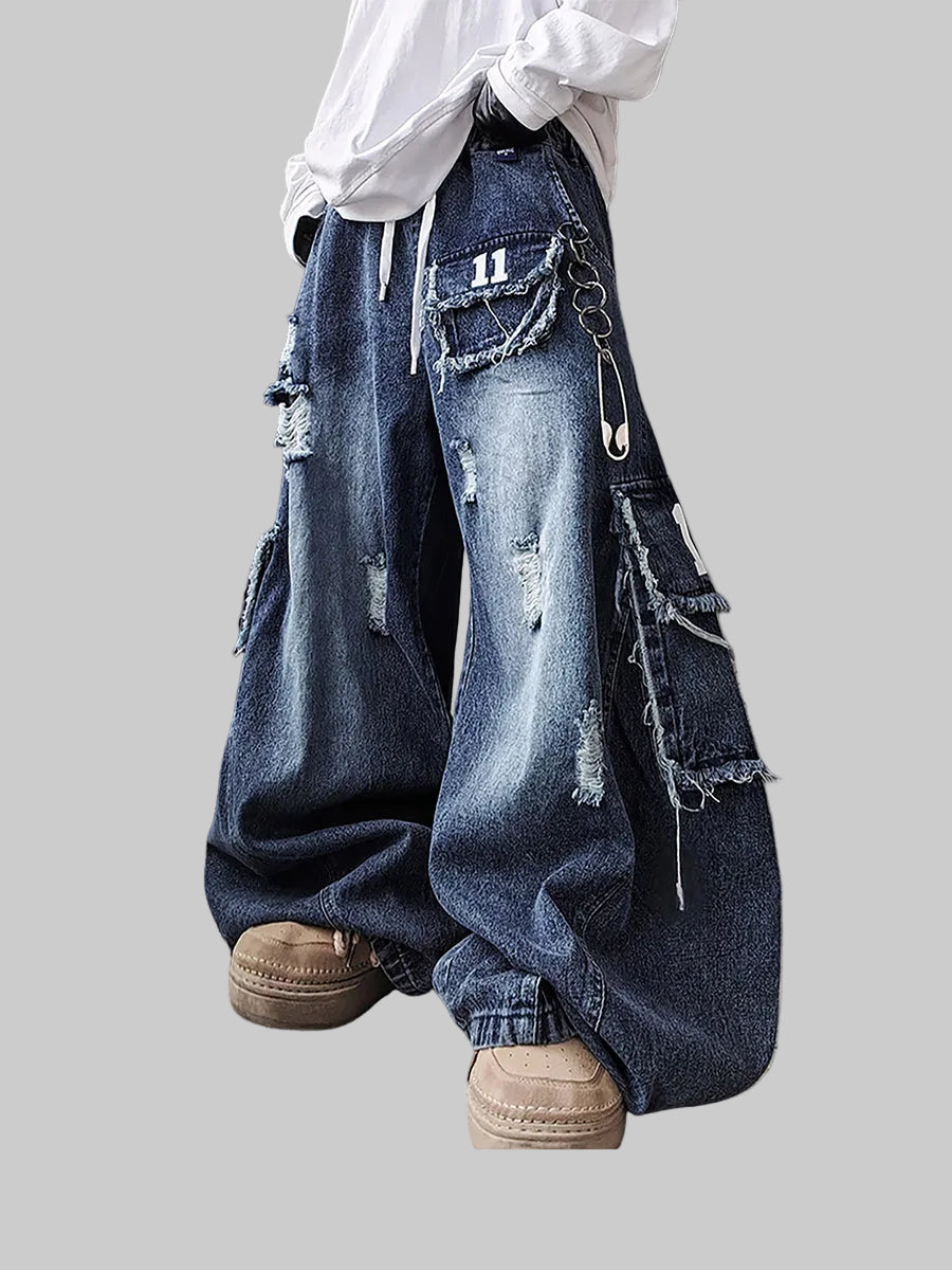 WHY SOIL Storm Wash Denim Cargo Pants