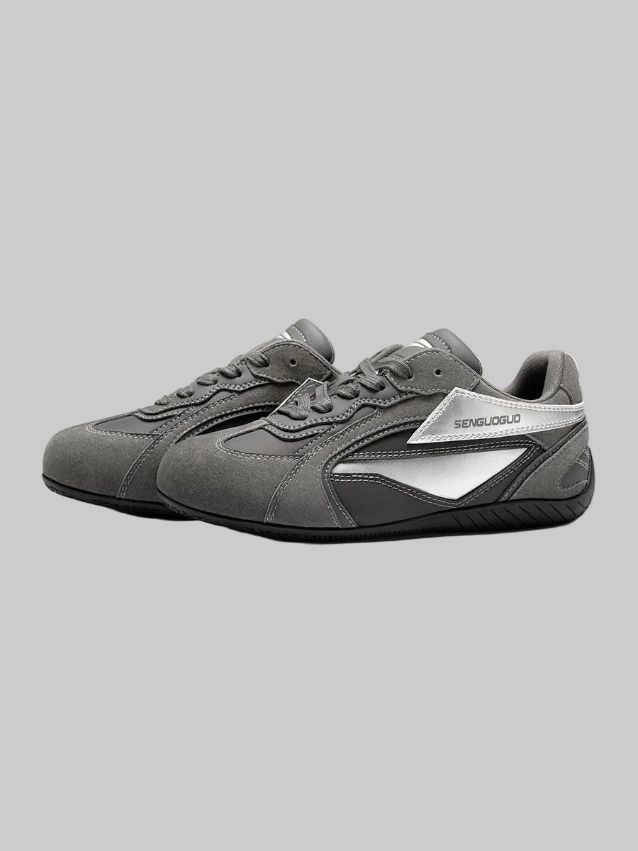 Whysoil Unisex Grey Retro Suede Trainer Shoes