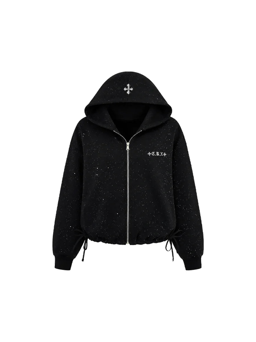 WHY SOIL Black Meteor Cross Hooded Jacket
